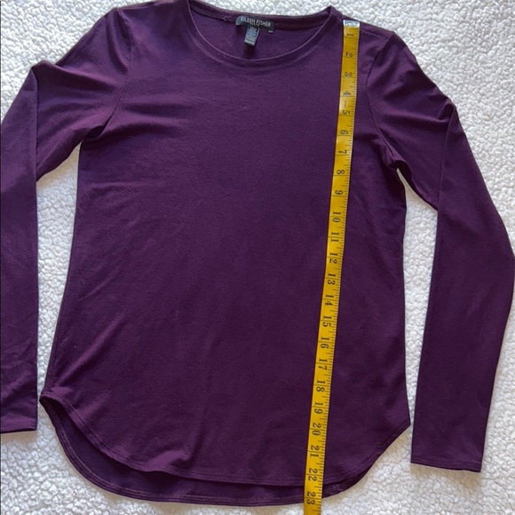 Eileen Fisher Rich Plum Long Sleeve Tee - Picture 7 of 8